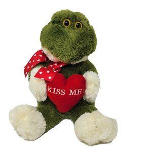 16" Animal Adventure Green Frog Stuffed Plush Animal "Kiss Me" Heart Valentine's
